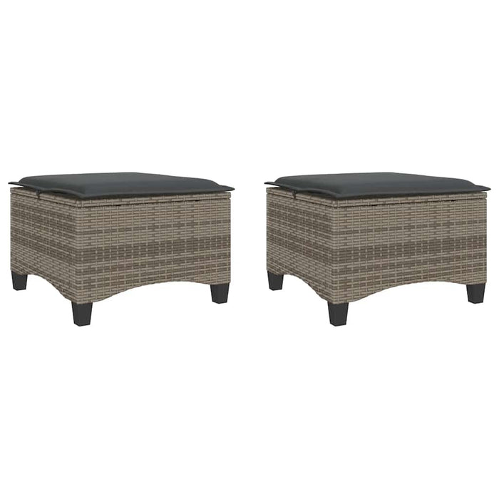Scaune de grădină cu perne 2 buc Gri 55x55x36 cm Poly Ratan - WALTI WALTI