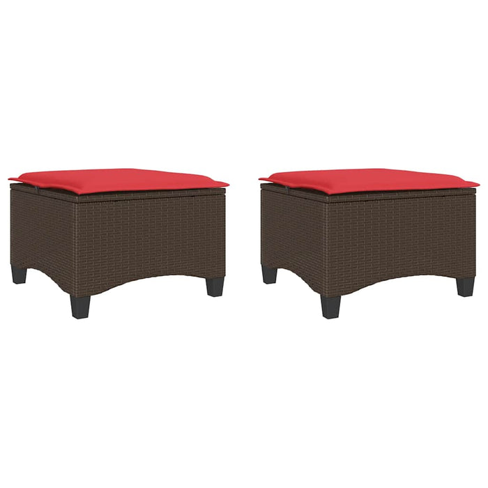 Scaune de grădină cu perne 2 buc Maro 55x55x36 cm Poly Ratan WALTI