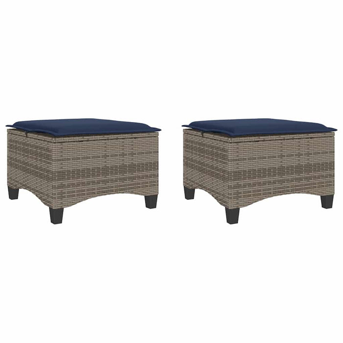 Scaune de grădină cu perne 2 buc Gri 55x55x36 cm Poly Ratan - WALTI WALTI