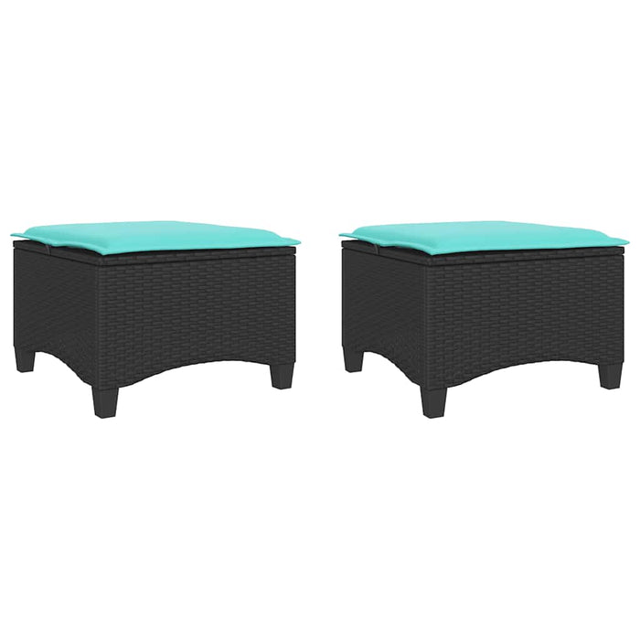 Scaune de grădină cu perne 2 buc Negru 55x55x36 cm Poly Ratan WALTI