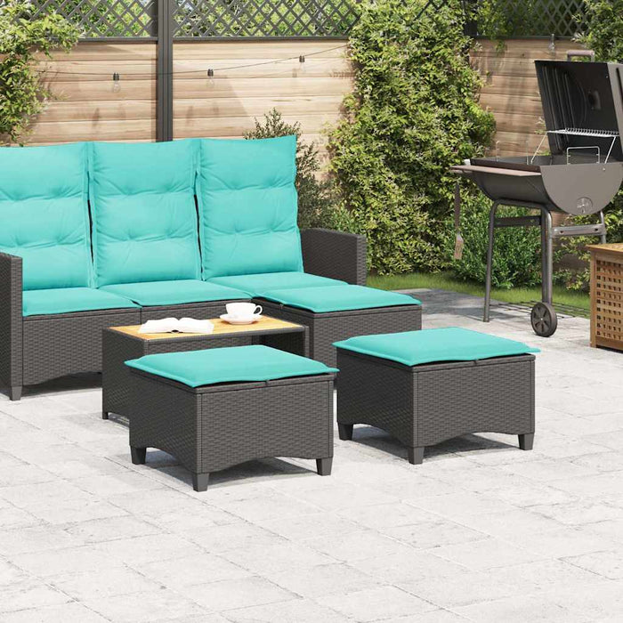 Scaune de grădină cu perne 2 buc Negru 55x55x36 cm Poly Ratan WALTI