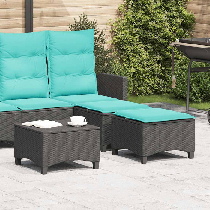 Scaune de grădină cu perne 2 buc Negru 55x55x36 cm Poly Ratan WALTI