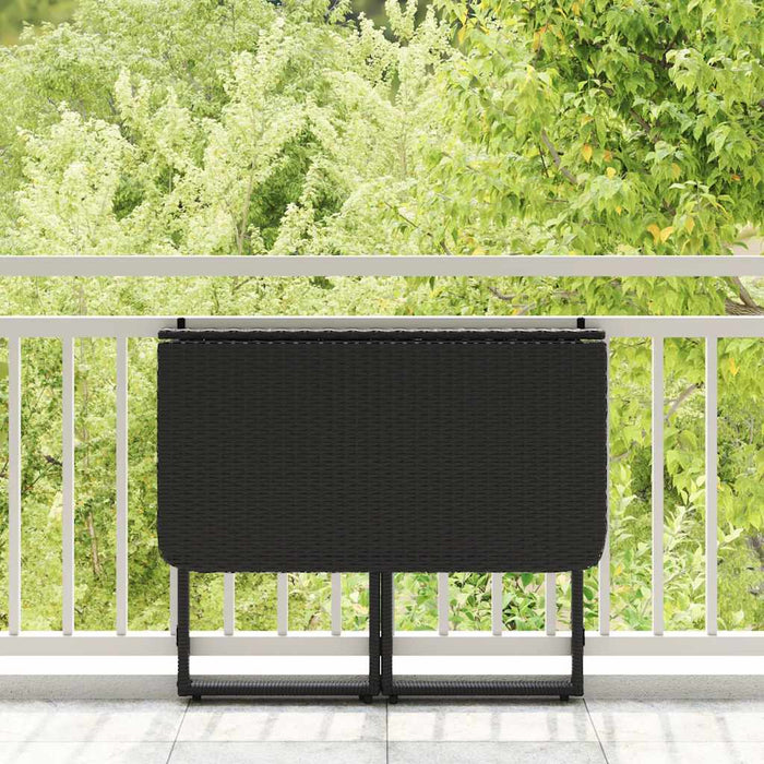 Masă pliabilă de grădină neagră 90x51x75 cm Poly Ratan - WALTI WALTI