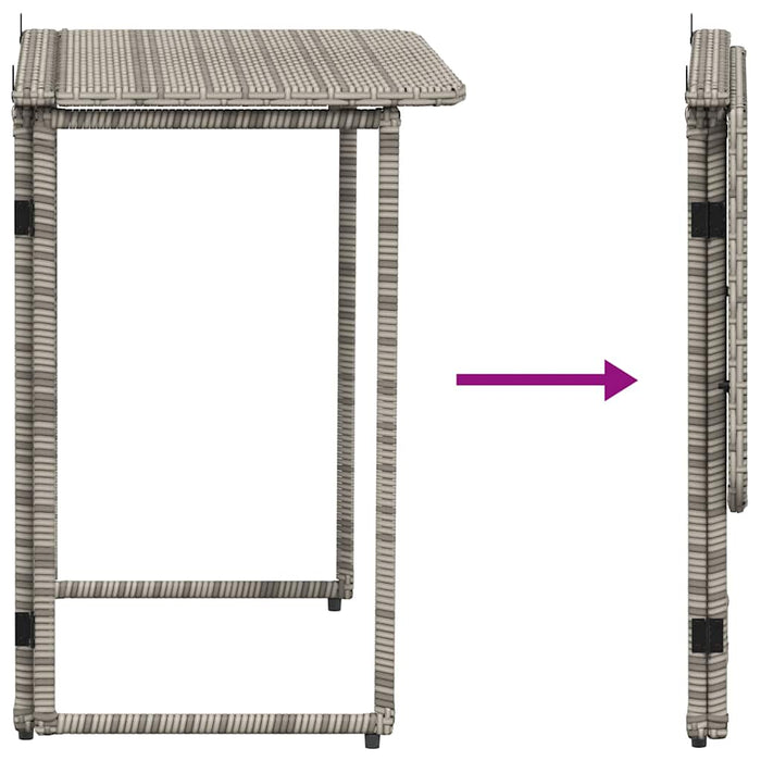 Masă de grădină pliabilă gri 90x51x75 cm Poly Ratan - WALTI WALTI