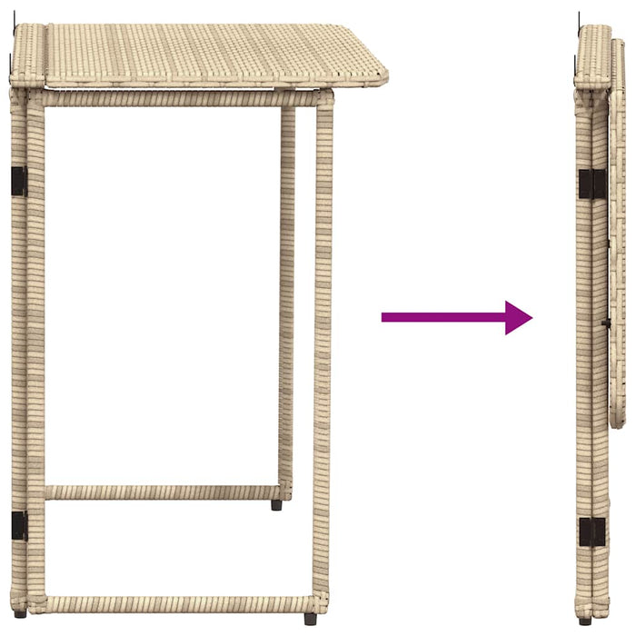 Masă pliabilă de grădină bej 90x51x75 cm Poly Ratan - WALTI WALTI