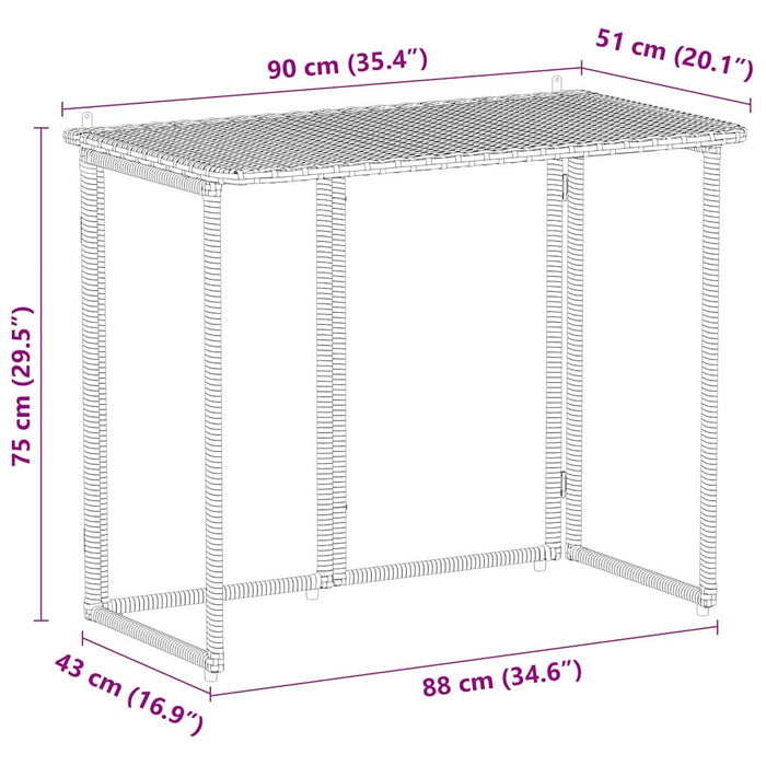 Masă pliabilă de grădină bej 90x51x75 cm Poly Ratan - WALTI WALTI