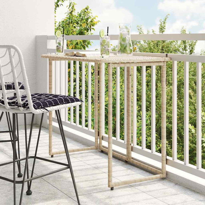 Masă pliabilă de grădină bej 90x51x75 cm Poly Ratan - WALTI WALTI