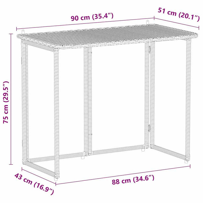 Masă pliabilă de grădină gri deschis 90x51x75 cm Poly Ratan - WALTI WALTI