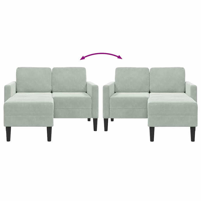 Canapea cu 2 locuri cu șezlong în formă de L gri deschis 125 cm - WALTI WALTI