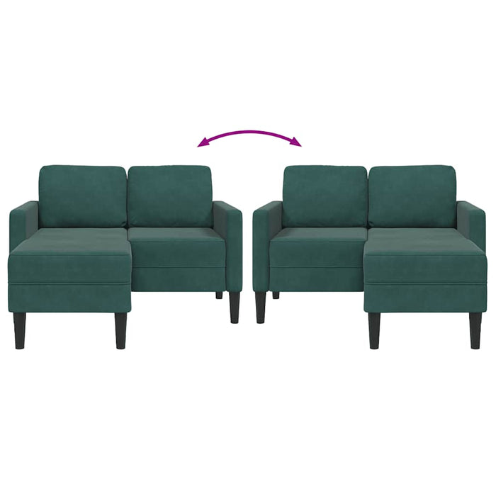 Canapea cu 2 locuri cu șezlong în formă de L verde închis 125cm - WALTI WALTI