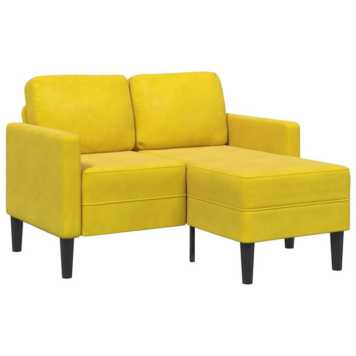 Canapea cu 2 locuri cu șezlong în formă L catifea galbenă 125cm - WALTI WALTI