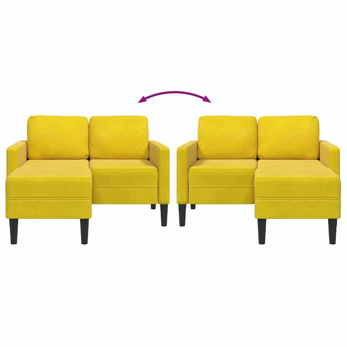 Canapea cu 2 locuri cu șezlong în formă L catifea galbenă 125cm - WALTI WALTI