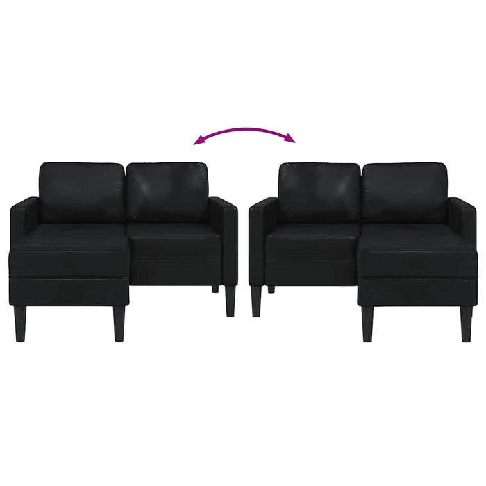 Canapea cu 2 locuri cu șezlong în formă de L neagră 125 cm - WALTI WALTI
