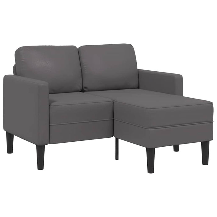 Canapea cu 2 locuri și șezlong în formă de L, gri, 125 cm, piele ecologică - WALTI WALTI