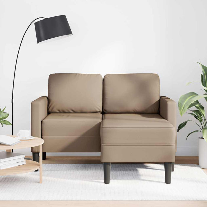 Canapea cu 2 locuri și șezlong în formă de L, Cappuccino, 125 cm, piele ecologică - WALTI WALTI