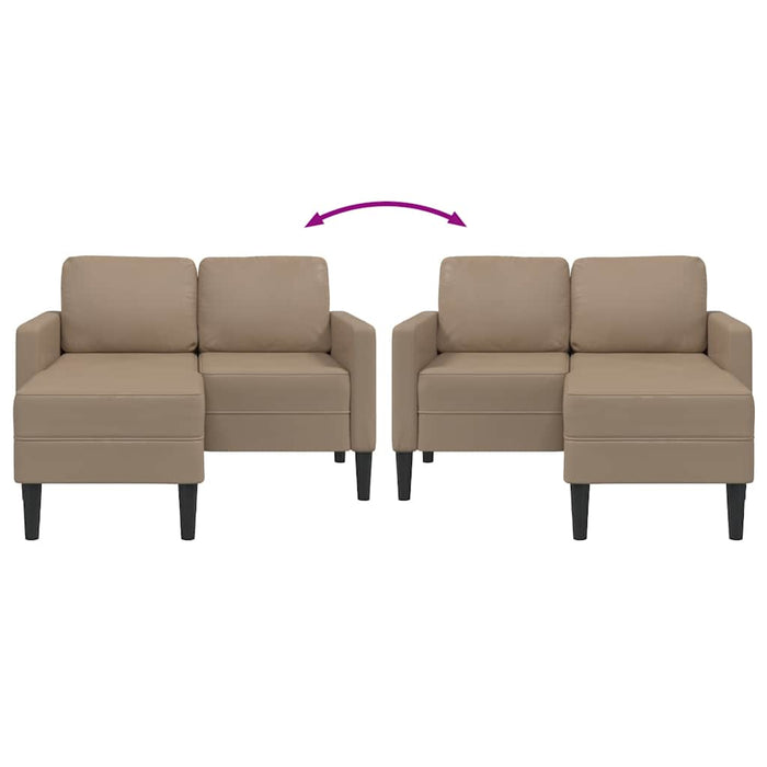Canapea cu 2 locuri și șezlong în formă de L, Cappuccino, 125 cm, piele ecologică - WALTI WALTI