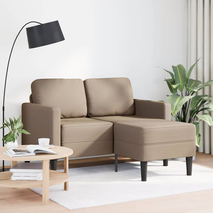 Canapea cu 2 locuri și șezlong în formă de L, Cappuccino, 125 cm, piele ecologică - WALTI WALTI