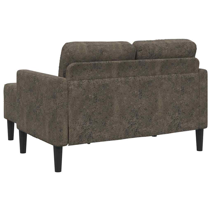 Canapea cu 2 locuri și șezlong în formă de L, gri închis, 125 cm, piele ecologică - WALTI WALTI