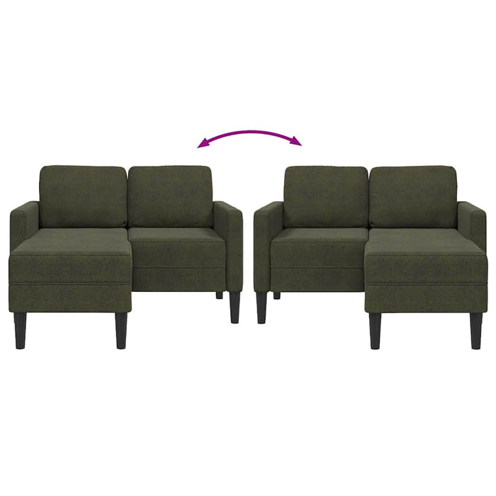 Canapea cu 2 locuri și șezlong în formă de L, verde militar, 125 cm, piele ecologică - WALTI WALTI