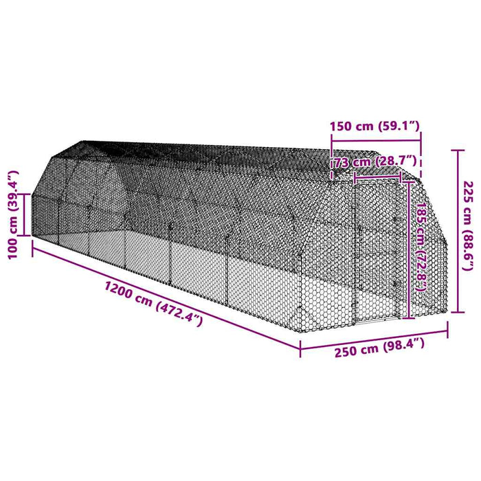 Pui de găină 2,5x12x2,25 m Oțel galvanizat - WALTI WALTI