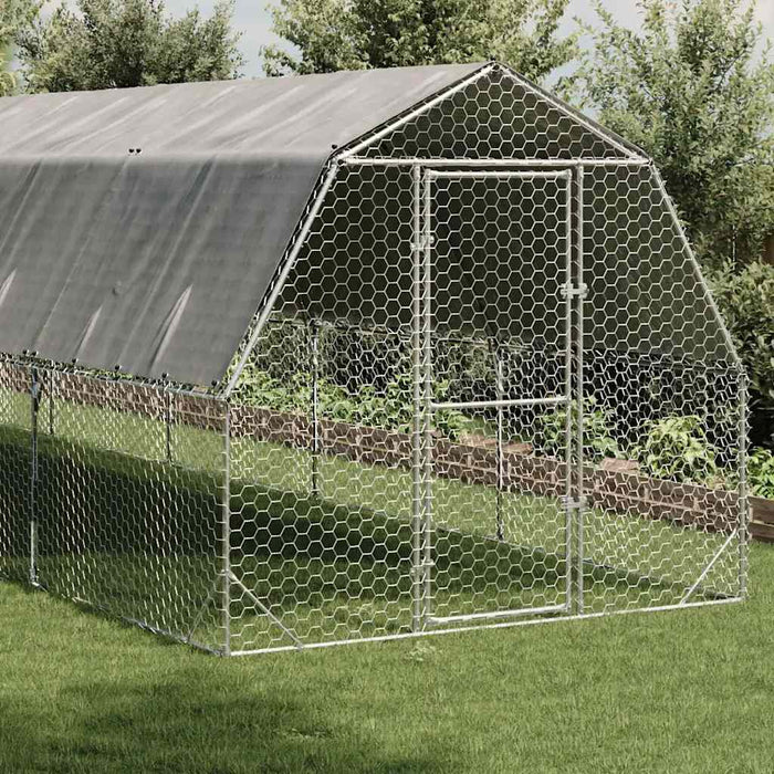 Pui de găină cu acoperiș 2,5x10x2,25 m oțel galvanizat - WALTI WALTI