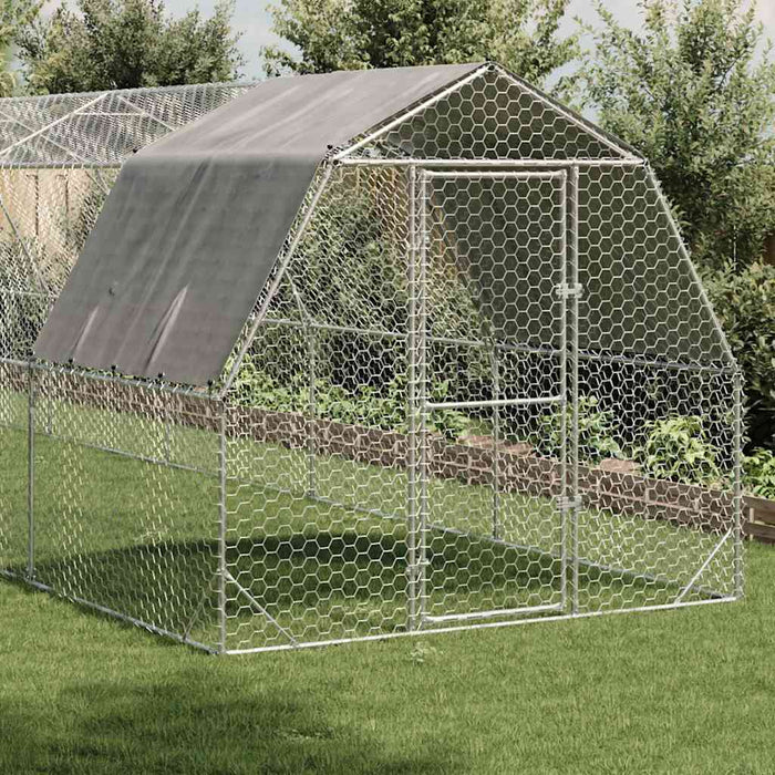 Pui de găină cu acoperiș 2,5x10x2,25 m oțel galvanizat - WALTI WALTI