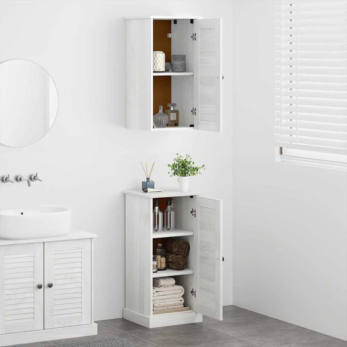Set de mobilier pentru baie cu raft cu depozitare cu ușă 2 pcs alb antichizat - WALTI WALTI