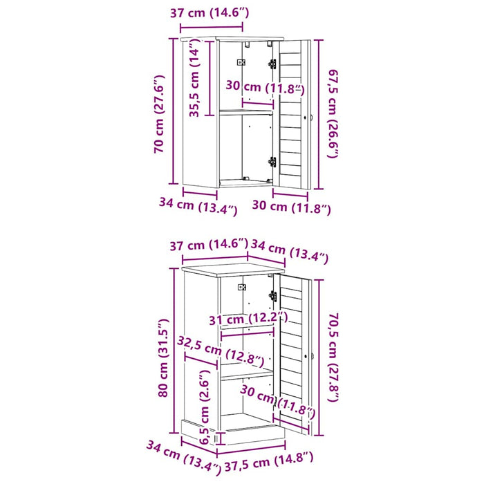 Set de mobilier pentru baie cu raft cu depozitare cu ușă 2 pcs alb antichizat - WALTI WALTI