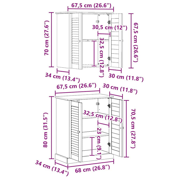 Set de mobilier pentru baie 2 pcs Maro 67.5 x 34 x 80 cm - WALTI WALTI