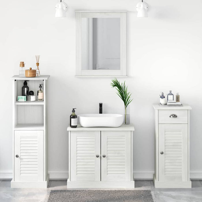 Set de mobilier pentru baie cu sertar cu raft Pe perete cu depozitare cu ușă cu oglindă 3 pcs alb antichizat - WALTI WALTI
