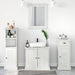 Set de mobilier pentru baie cu sertar cu raft Pe perete cu depozitare cu ușă cu oglindă 3 pcs alb antichizat - WALTI WALTI