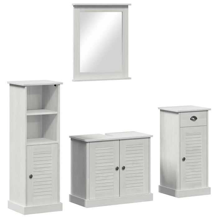 Set de mobilier pentru baie cu sertar cu raft Pe perete cu depozitare cu ușă cu oglindă 3 pcs alb antichizat - WALTI WALTI