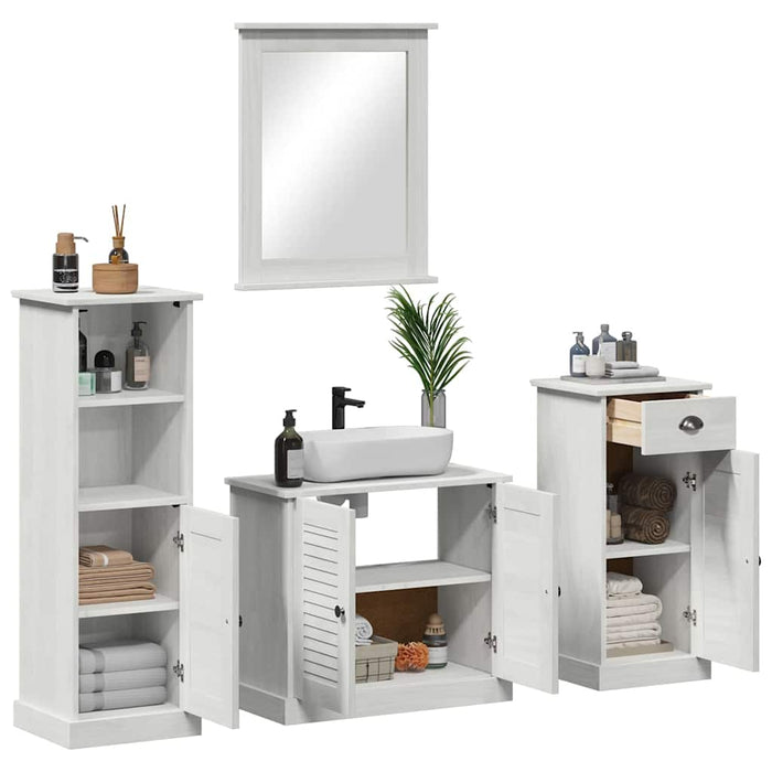 Set de mobilier pentru baie cu sertar cu raft Pe perete cu depozitare cu ușă cu oglindă 3 pcs alb antichizat - WALTI WALTI