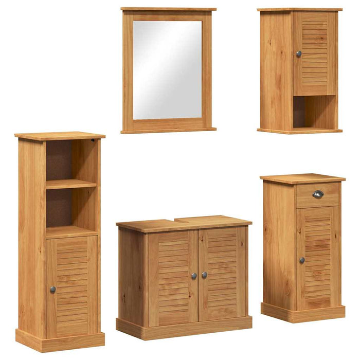 Set de mobilier pentru baie VIGO 5 buc. Maro miere WALTI
