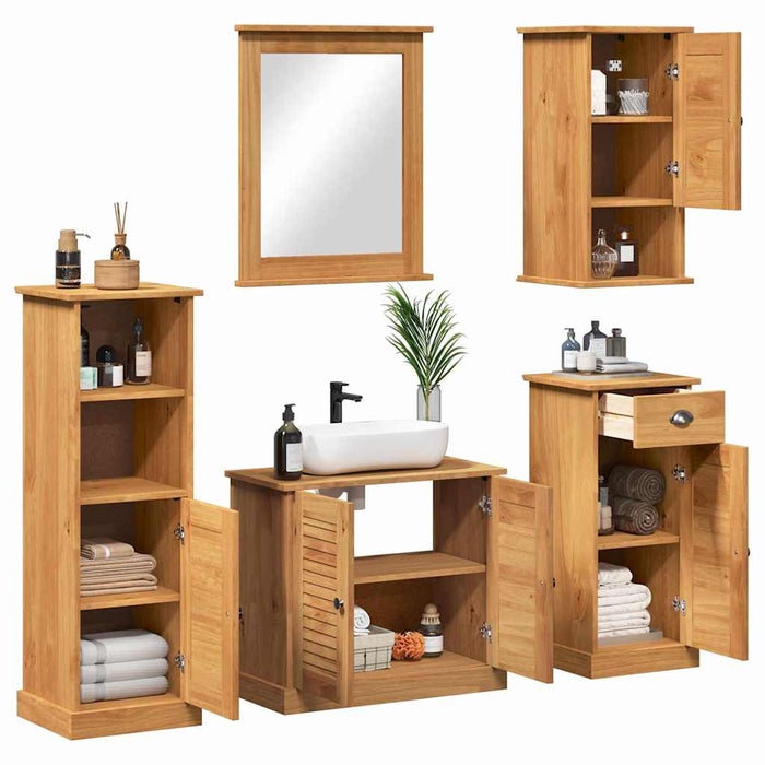 Set de mobilier pentru baie VIGO 5 buc. Maro miere WALTI