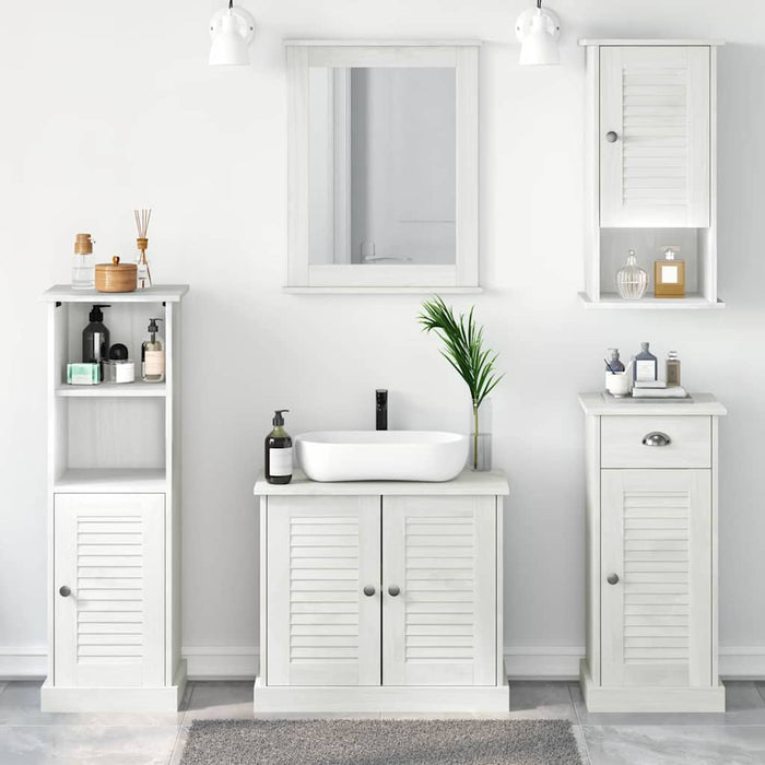 Set de mobilier pentru baie cu sertar cu raft Pe perete cu depozitare cu ușă cu oglindă 5 pcs alb antichizat - WALTI WALTI