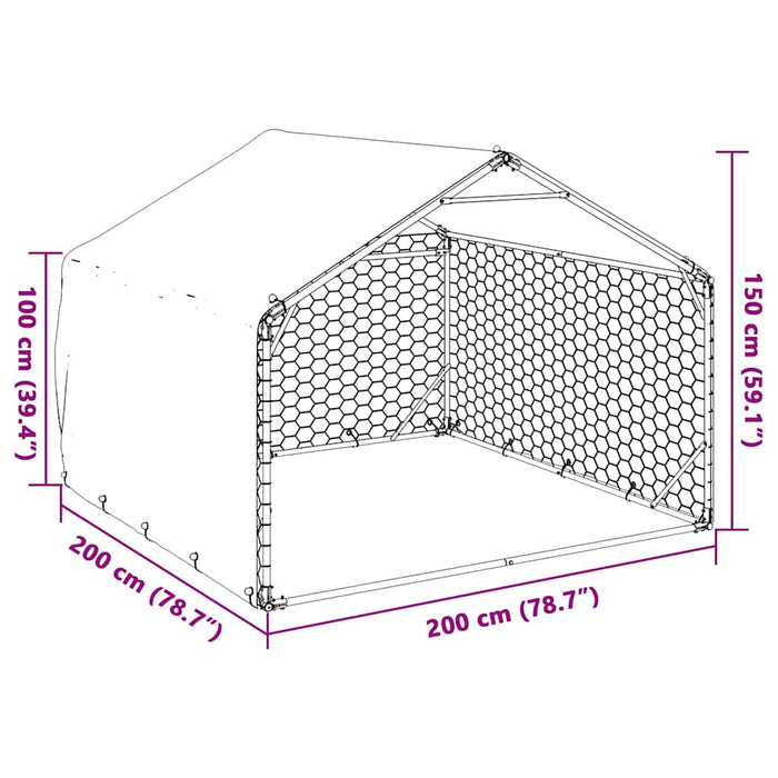 Canisa de exterior cu capac 2x2x1,5 m otel galvanizat - WALTI WALTI