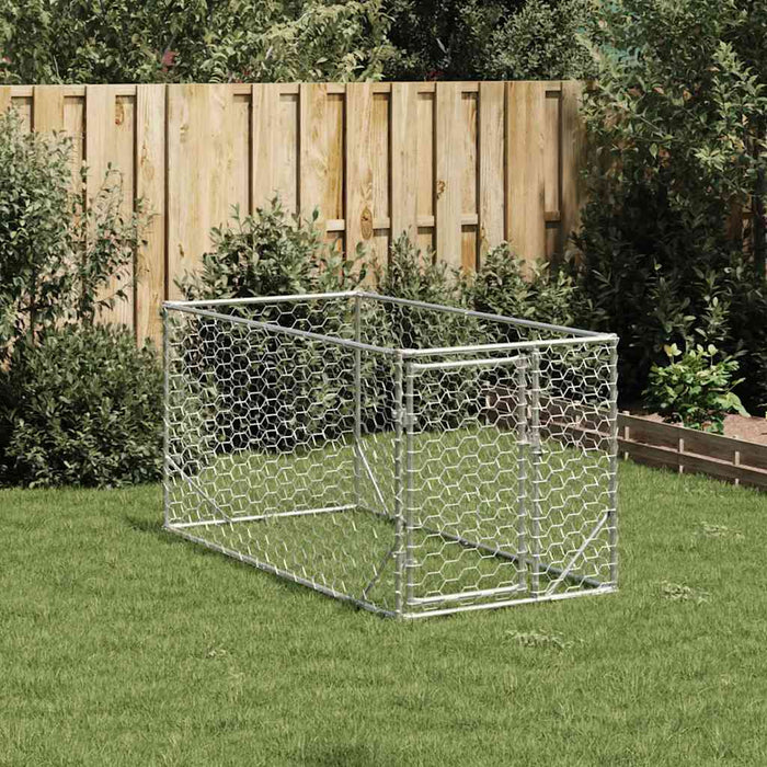 Canisa de exterior pentru caini cu usa 2x1x1 m otel galvanizat - WALTI WALTI