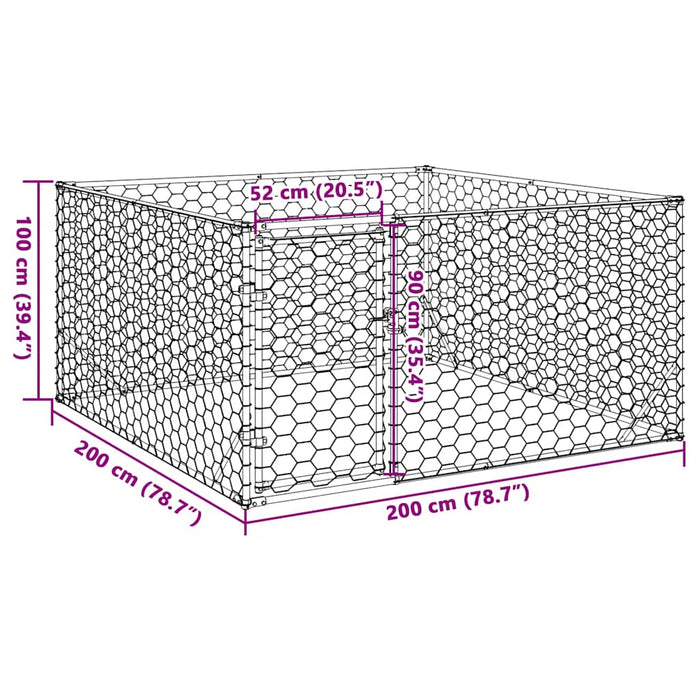 Canisa de exterior pentru caini cu usa 2x2x1 m otel galvanizat - WALTI WALTI