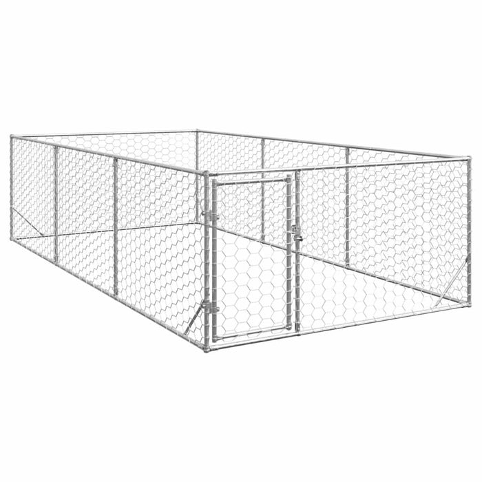 Canisa de exterior pentru caini cu usa 2x4x1 m otel galvanizat - WALTI WALTI