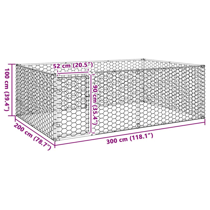 Canisa de exterior pentru caini cu usa 3x2x1 m otel galvanizat - WALTI WALTI