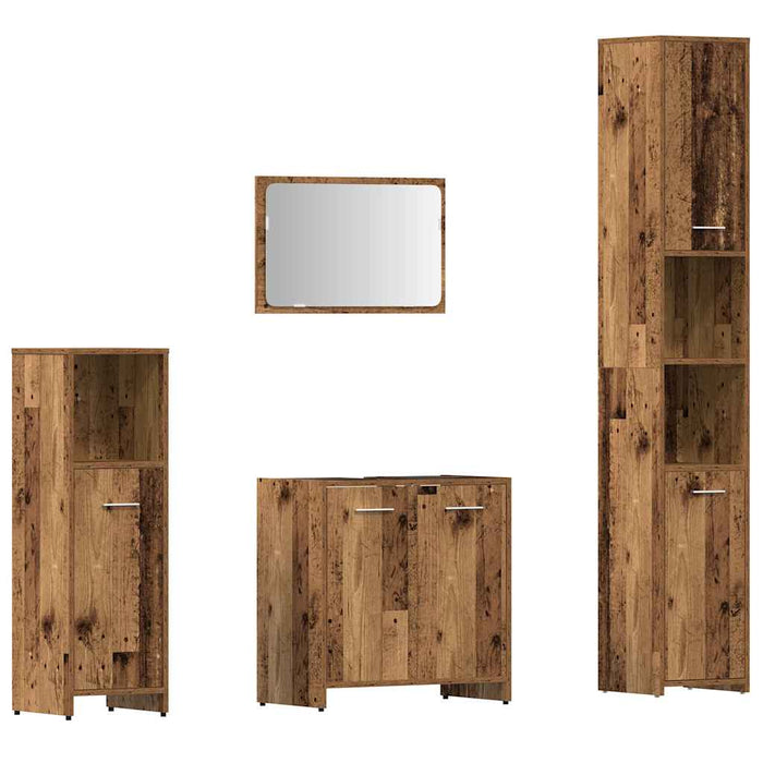 Set mobilier de baie, 4 piese, lemn vechi, lemn prelucrat - WALTI WALTI