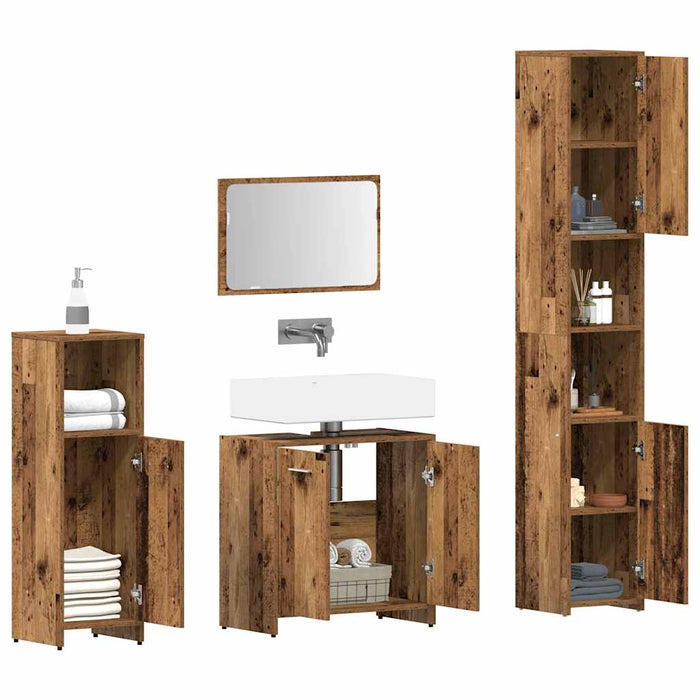 Set mobilier de baie, 4 piese, lemn vechi, lemn prelucrat - WALTI WALTI