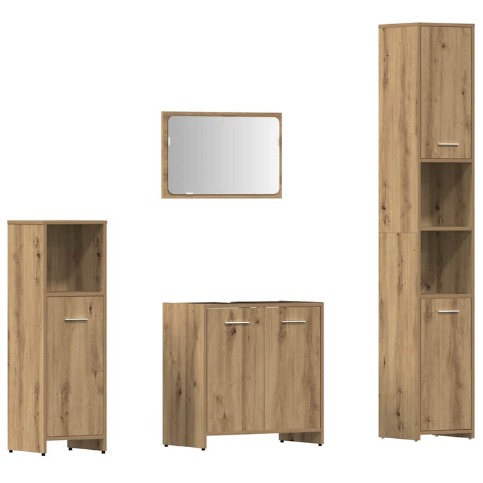 Set mobilier de baie, 4 piese, stejar artizanal, lemn prelucrat - WALTI WALTI