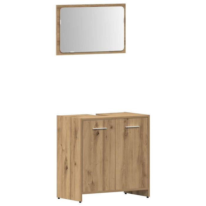 Set mobilier de baie, 4 piese, stejar artizanal, lemn prelucrat - WALTI WALTI