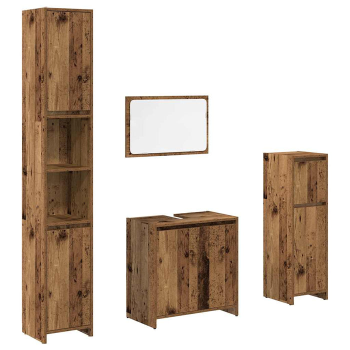 Set mobilier de baie, 4 piese, lemn vechi, lemn prelucrat - WALTI WALTI