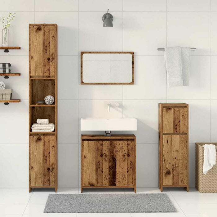 Set mobilier de baie, 4 piese, lemn vechi, lemn prelucrat - WALTI WALTI