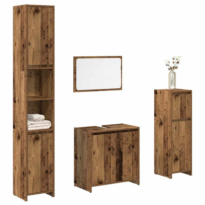 Set mobilier de baie, 4 piese, lemn vechi, lemn prelucrat - WALTI WALTI