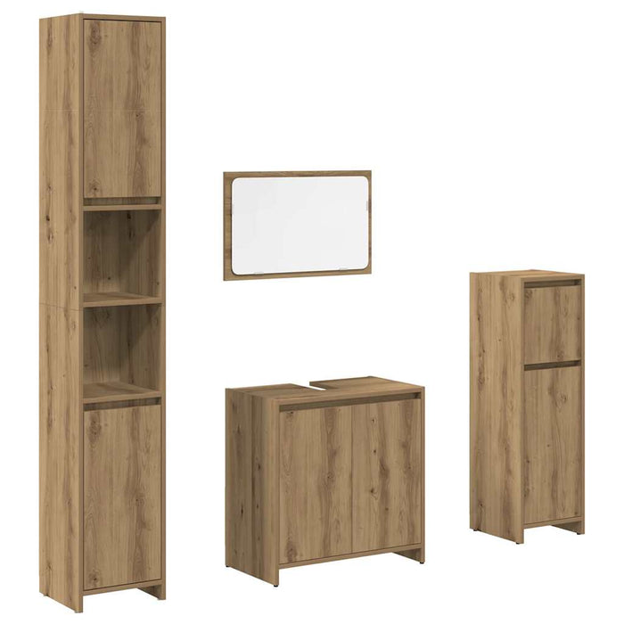 Set mobilier de baie, 4 piese, stejar artizanal, lemn prelucrat - WALTI WALTI