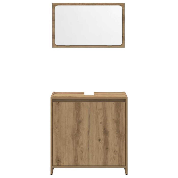 Set mobilier de baie, 4 piese, stejar artizanal, lemn prelucrat - WALTI WALTI